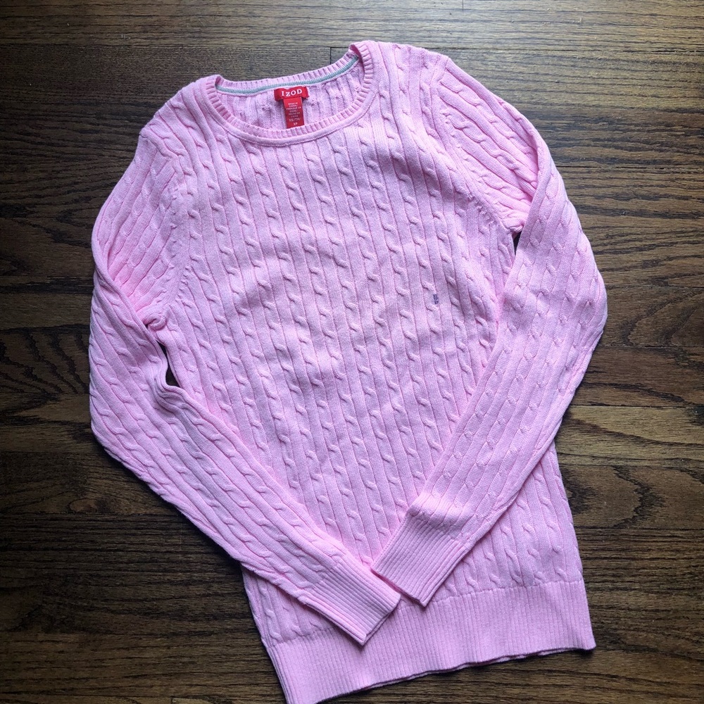 Izod Pink Cable Knit Sweater